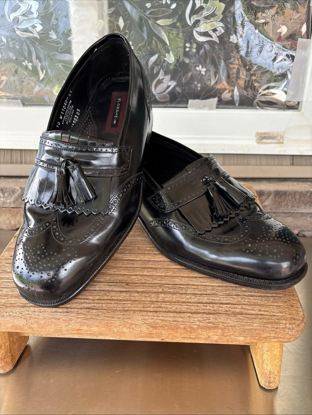 Florsheim Black Leather Tassel Kiltie Loafers Sz 10 Men’s Business shoes
